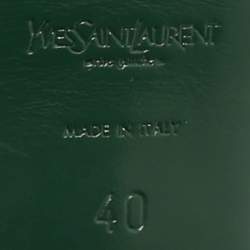 Pre Owned Yves Saint Laurent Green Patent Leather Platform Sandals Size 40