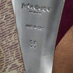 Pre Owned Yves Saint Laurent Tricolor Leather and Satin Platform Pumps Size 35