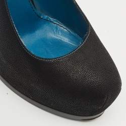 Pre Owned Yves Saint Laurent Black Nubuck Leather Platform Pumps Size 40