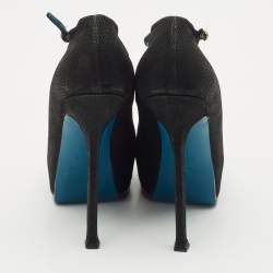 Pre Owned Yves Saint Laurent Black Nubuck Leather Platform Pumps Size 40