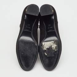 Pre Owned Saint Laurent Black Suede Loulou Zip Ankle Length Boots Size 36