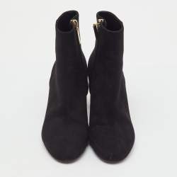 Pre Owned Saint Laurent Black Suede Loulou Zip Ankle Length Boots Size 36