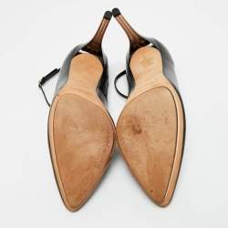 Pre Owned Yves Saint Laurent Black Leather Pointed Toe Pumps Size 38.5