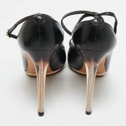 Pre Owned Yves Saint Laurent Black Leather Pointed Toe Pumps Size 38.5