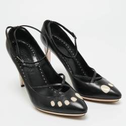 Pre Owned Yves Saint Laurent Black Leather Pointed Toe Pumps Size 38.5