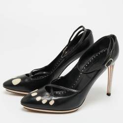 Pre Owned Yves Saint Laurent Black Leather Pointed Toe Pumps Size 38.5