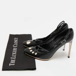 Pre Owned Yves Saint Laurent Black Leather Pointed Toe Pumps Size 38.5