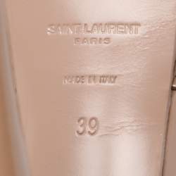 Pre Owned Yves Saint Laurent Beige Patent Leather Platform Sandals Size 39