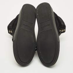 Pre Owned Yves Saint Laurent Black Leather and Suede High Top Sneakers Size 39
