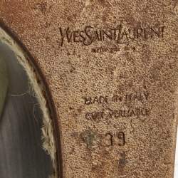 Pre Owned Yves Saint Laurent Green Leather Wedge Sandals Size 39