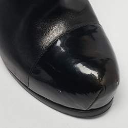 Pre Owned Yves Saint Laurent Black Patent Leather Tribute Booties Size 37.5