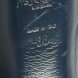 Pre Owned Yves Saint Laurent Navy Blue Leather Platform Peep Toe Pumps Size 36