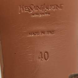 Pre Owned صندل سان لوران إيف تريبيوت جلد براءات اختراع بني نعل سميك مقاس 40