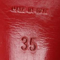 Pre Owned Yves Saint Laurent Tribute Size 35 Red Leather and Stingray Leather Platform Sandals