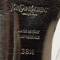 Pre Owned صندل إيف سان لوران بلاتفورم جلد بيج وجلد سمك الراي مقاس 37