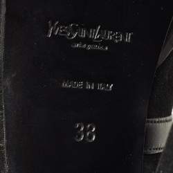 مملوكة مسبقًا Yves Saint Laurent Size 38 Black Leather and Suede Strappy Platform Pumps