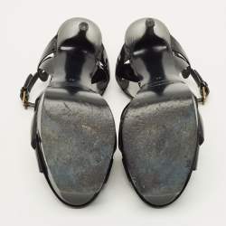 مملوكة مسبقًا Yves Saint Laurent Tribute Size 41 Black Patent Leather Platform Sandals
