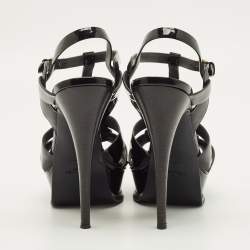 مملوكة مسبقًا Yves Saint Laurent Tribute Size 41 Black Patent Leather Platform Sandals