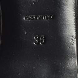 Pre Owned Yves Saint Laurent Size 38 Black/Gold Metal and Suede Cap toe Ballet Flats