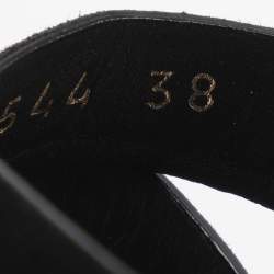 Pre Owned Yves Saint Laurent Deauville Size 38 Black Suede Cork Wedge Slingback Sandals