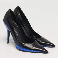 Pre Owned حذاء كعب عالي سان لوران جانيس مقدمة مدببة جلد أسود / أحمر مقاس 35.5 مزين بمعدن