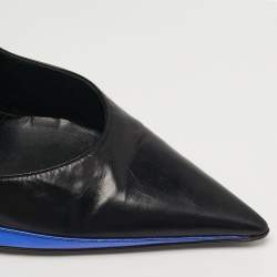 Pre Owned حذاء كعب عالي سان لوران جانيس مقدمة مدببة جلد أسود / أحمر مقاس 35.5 مزين بمعدن