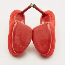 Pre Owned Yves Saint Laurent Tribtoo Size 40 Red Suede Platform Pumps