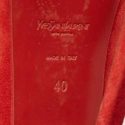Pre Owned Yves Saint Laurent Tribtoo Size 40 Red Suede Platform Pumps