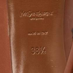 Pre Owned Yves Saint Laurent Tribtoo Size 38.5 Brown Leather Platform Pumps