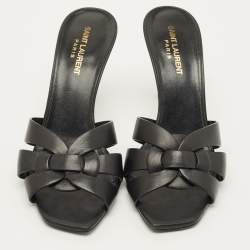 Pre Owned Yves Saint Laurent Tribute Size 39 Black Leather Slide Sandals