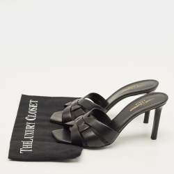 Pre Owned Yves Saint Laurent Tribute Size 39 Black Leather Slide Sandals
