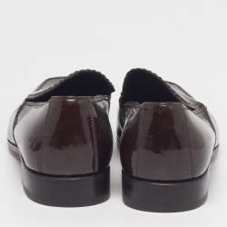 Pre Owned Yves Saint Laurent Size 40 Dark Brown Patent Leather Slip On Loafers