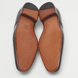 Pre Owned Yves Saint Laurent Size 40 Dark Brown Patent Leather Slip On Loafers