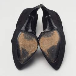 Pre Owned Yves Saint Laurent Size 37 Black Suede Platform Pumps