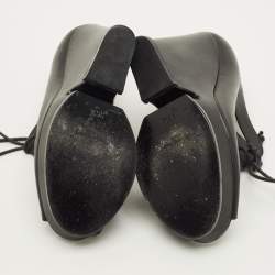 Pre Owned Yves Saint Laurent Hortense Size 36.5 Black Leather Booties