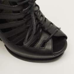 Pre Owned Yves Saint Laurent Hortense Size 36.5 Black Leather Booties