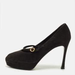 مملوكة مسبقًا Yves Saint Laurent Size 39.5 Black Suede Platform Pumps