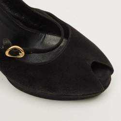 مملوكة مسبقًا Yves Saint Laurent Size 39.5 Black Suede Platform Pumps