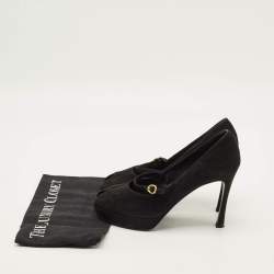 مملوكة مسبقًا Yves Saint Laurent Size 39.5 Black Suede Platform Pumps