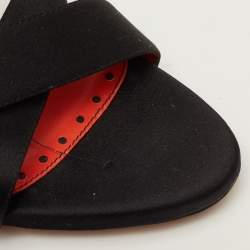 Pre Owned Yves Saint Laurent Size 37 Black Satin Criss Cross Slide Sandals