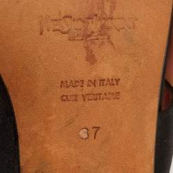 Pre Owned Yves Saint Laurent Size 37 Black Satin Criss Cross Slide Sandals