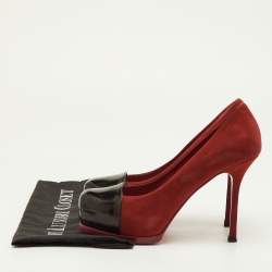 Pre Owned Yves Saint Laurent Tribtoo Size 36 Red/Black Suede and Leather Platform Pumps
