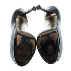 Pre Owned Saint Laurent Paris Black Leather Tribtoo Platform Pumps Size 35.5