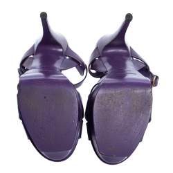 Pre Owned Yves Saint Laurent Purple Leather Tribute Platform Sandals Size 39