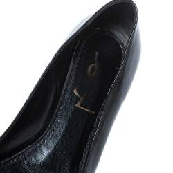 Yves Saint Laurent Black Patent Leather Bow Peep Toe Ballet Flat Size 35