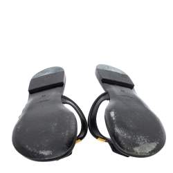Pre Owned Yves Saint Laurent Black Leather Ycon Thong Flat Sandals Size 39