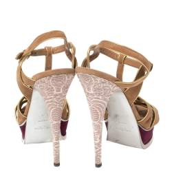 Pre Owned Yves Saint Laurent Tricolor Suede Tribute Platform Sandals Size 41