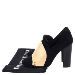 Pre Owned حذاء كعب عالي لوفرز سان لوران كاردينال سويدي أسود مقاس 36