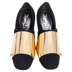 Pre Owned حذاء كعب عالي لوفرز سان لوران كاردينال سويدي أسود مقاس 36