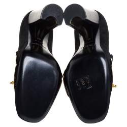 Pre Owned حذاء كعب عالي لوفرز سان لوران كاردينال سويدي أسود مقاس 36